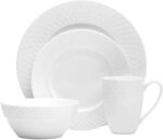 Mikasa Trellis 16-Piece Bone China Dinnerware Set, White, Includes Dinner Plates... - Image 2