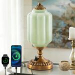 Milk Glass Touch Table Lamp, Green Jadeite Glass Mid Century Modern Vintage Beds... - Image 2