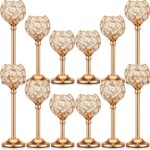 Mimorou 12 Pack Crystal Candle Holders Gold or Silver Candle Holders Bulk Tealig... - Image 2