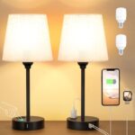 Mini Bedside Lamps for Bedrooms Set of 2 - Nightstand Bedroom Lamps with USB C P... - Image 2