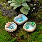 Miniature Fairy Garden Decor Set - Weather-Resistant Resin Lotus Pond and Lighth... - Image 2