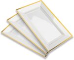 Mint Living-Elegant Plastic Serving Tray & Platter Set (3pk)-White & Gold Rim Di... - Image 2
