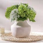 Mitt&Ditt Ceramic Flower Vase, 5.3 inch Off-White Farmhouse Rustic Vase, Handcra... - Image 2