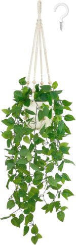 Mkono Fake Hanging Plant with Pot, Artificial Plants for Home Decor Indoor Macra... - Image 2
