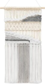 Mkono Macrame Wall Hanging Woven Boho Decor Gray Yarn Fringe Tassel Handmade Hom... - Image 2