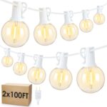 Mlambert 200Ft(2x100Ft) LED Outdoor String Lights, Dimmable G40 Globe Patio Ligh... - Image 2