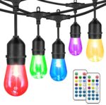 Mlambert 48FT Outdoor Patio Lights Waterproof Dimmable with Remote, RGB Cafe LED... - Image 2