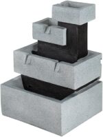 Modern 4-Tier Block Water Fountain with LED Light for Indoor and Outdoor Spaces,... - Image 2