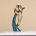 Modern Abstract Art Ceramic Statue Birds Statues Gold Ceramic Birds Figurines Ho... - Image 2