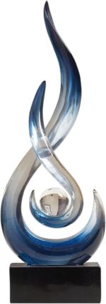 Modern Abstract Art Table Decoration,Resin Flame Statue Modern Blue Centerpiece ... - Image 2