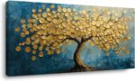 Modern Art Golden Lucky Tree Money Tree Canvas Wall Art Gold Tree of Life Painti... - Image 2