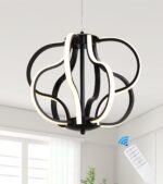 Modern Black LED Chandelier Ceiling Light Fixture, 8 Lights Hanging Pendant Ligh... - Image 2