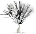 Modern Black White Artificial Flower Arrangement - 17" Faux Eucalyptus Bouquet f... - Image 2