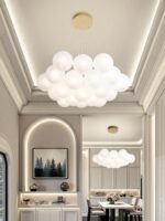 Modern Bubble Chandelier Lighting 19-Light Mid-Century White Glass Globe Chandel... - Image 2