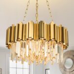 Modern Chandeliers Crystal with Light Gold Crystal Chandelier Hanging Ceiling Li... - Image 2
