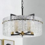 Modern Chandeliers for Dining Room,20" Black Gold Luxury Water Ripple Glass Bedr... - Image 2