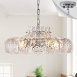 Modern Chrome Glass Chandelier 8-Light 21.6" Water Ripple Glass Pendant Chandeli... - Image 2