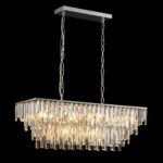 Modern Chrome Rectangle Crystal Chandelier: 2-Tier 31.5" Contemporary Rectangula... - Image 2