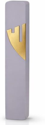 Modern Concrete Mezuzah Case for Door, Melted-in Gold Shin, Waterproof & Weather... - Image 2