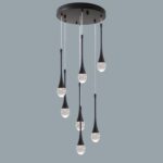 Modern Crystal Chandelier 7-Lights Black, H60'' High Ceiling Spiral Dimmable LED... - Image 2