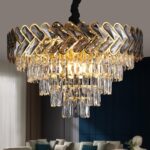 Modern Crystal Chandelier Gold,24" Round Crystals Chandeliers for Dining Room To... - Image 2