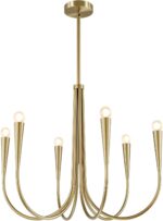 Modern Farmhouse Candlestick Chandelier Vintage 6 Light Gold Candle Chandelier L... - Image 2
