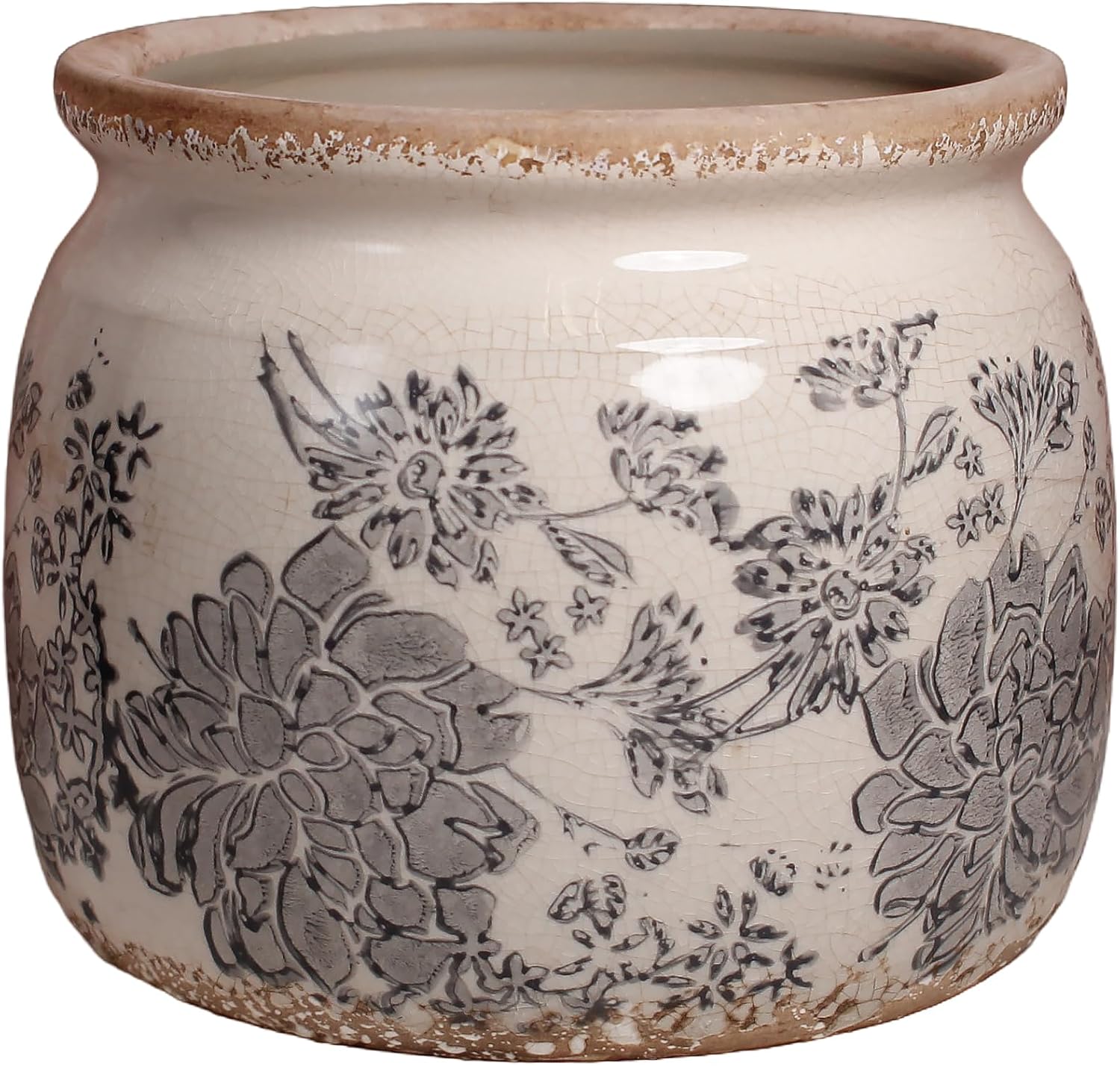 Modern Farmhouse Ceramic Planter for Home Decor, 6.29 Inch Vintage Plant Pot Ind... - Image 2