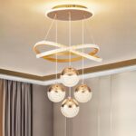 Modern Gold LED Chandeliers, 3-Color Dimmable Pendant Light for Kitchen Island, ... - Image 2