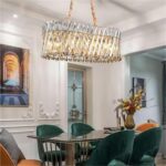 Modern LED Art Deco Silver Gold Stainless Steel Crystal Hanging Lamp Lustre Chan... - Image 2