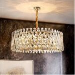 Modern LED Art Deco Silver Gold Stainless Steel Crystal Hanging Lamp Lustre Ligh... - Image 2