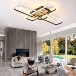 Modern LED Ceiling Lights for Living Room, Black Gold Luxury Dimmable Mirror Des... - Image 2