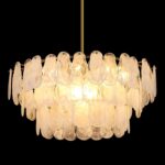 Modern Large Crystal Glass Chandelier, 31.4" Gold Luxury Hanging Pendant Light F... - Image 2