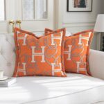 Modern Letter H Throw Pillow Covers 20x20 Inches, 1-Piece Chain Pattern Jacquard... - Image 2