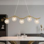 Modern Linear Globe Chandelier Gold 5-Lights Mid Century Linear Chandelier for D... - Image 2