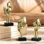 Modern Living Room Decoration - Gold Abstract Sculpture Decor For Shelves, Think... - Image 2