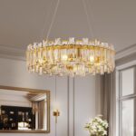 Modern Luxury K9 Crystal Chandelier 8-Lights Gold Round Pendant Light Easy Insta... - Image 2