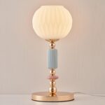 Modern Milk White Glass Table Lamp Bedside Nightstand Lamp Metal Desk Light with... - Image 2