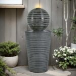 Modern Minimalist Waterfall Fountain with LED Lights, 31.5" H Outdoor Water Foun... - Image 2