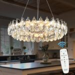 Modern Round Crystal Chandelier 24 Inch Chrome Dimmable LED Crystal Ring Chandel... - Image 2