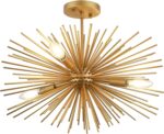 Modern Sputnik Chandelier Ceiling Light Fixture,4-Light Gold Semi Flush Mount Ce... - Image 2