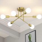 Modern Sputnik Chandelier Ceiling Light Fixtures, 6-Lights 22” Mid Century Indus... - Image 2