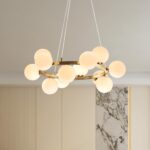Modern Sputnik Chandelier Light Fixture, 12-Light Gold Bubble Glass Chandeliers ... - Image 2
