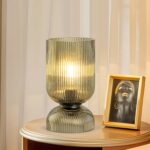 Modern Table Lamp,Glass Mid Century Lamp with Green Glass Shade, Bedside Lamp wi... - Image 2