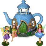 Mood Lab Fairy Garden Figurines - Teapot House Set (4 pcs) - 7.1" H Miniature De... - Image 2