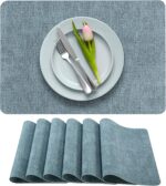 More Décor Faux Leather Placemats Set of 6 for Dining Table – Waterproof, Wipeab... - Image 2