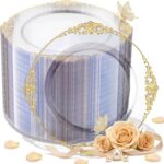 Morejoy 100 Pieces Gold Plastic Plates - Clear Gold Disposable Plates - 10.25inc... - Image 2
