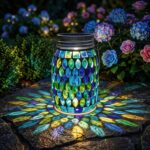 Mosaic Hanging Solar Lantern,Outdoor Garden Decor for Outside Patio Porch Deck B... - Image 2