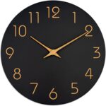 Mosewa Wall Clock 14 Inch Black Battery Operated Silent Non Ticking Simple Minim... - Image 2