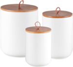 Mowtanco Ceramic Canister Set (30 oz, 48 oz, 82 oz) – White Ceramic Jar Set with... - Image 2