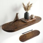 MyGift 32-Inch Premium Curved Oval Solid Wood Floating Shelf, Modern Wall-Mounte... - Image 2